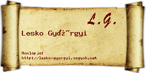 Lesko Györgyi névjegykártya